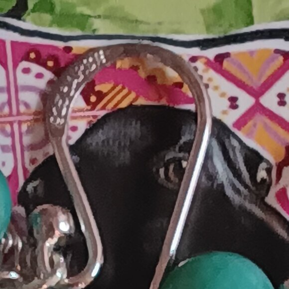 Vintage Barse Sterling Silver Turquoise Cluster Drop Earrings, EUC - Picture 3 of 4